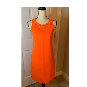New J Crew Size 0 Neon Orange cutout dress